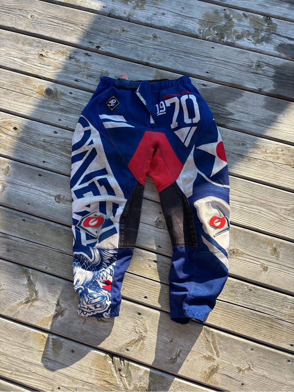 ONEAL Blue, Red & White Kids Motocross Pants size 8/10 youth